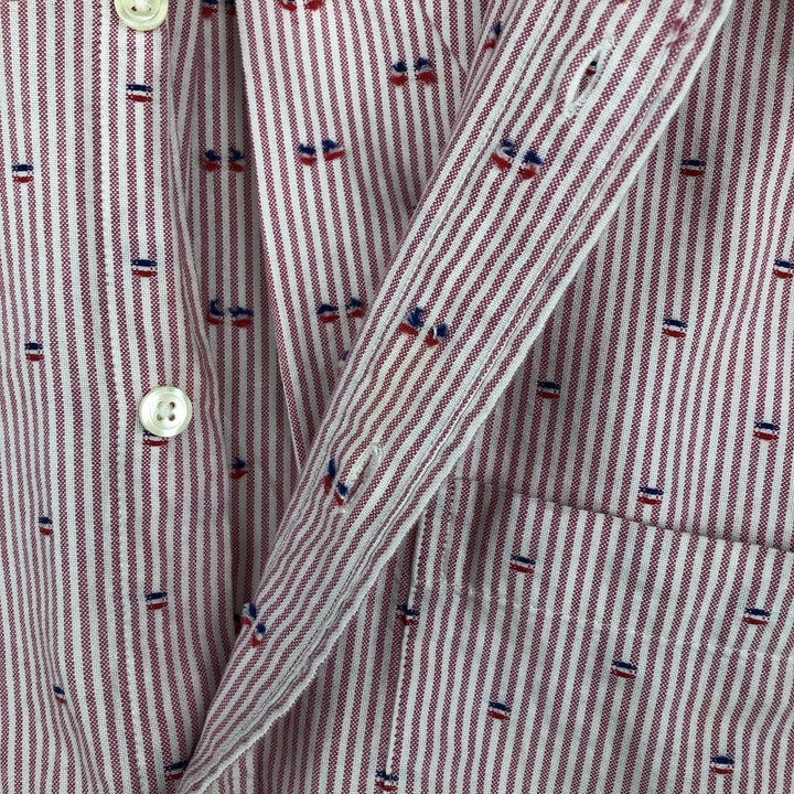 Brooks Brothers 1818 REGENT All-Over Print Long Sleeve Button-Down Striped Shirt, Men's Size L cotton pink type Vintage Second Hand