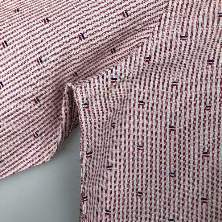 Brooks Brothers 1818 REGENT All-Over Print Long Sleeve Button-Down Striped Shirt, Men's Size L cotton pink type Vintage Second Hand