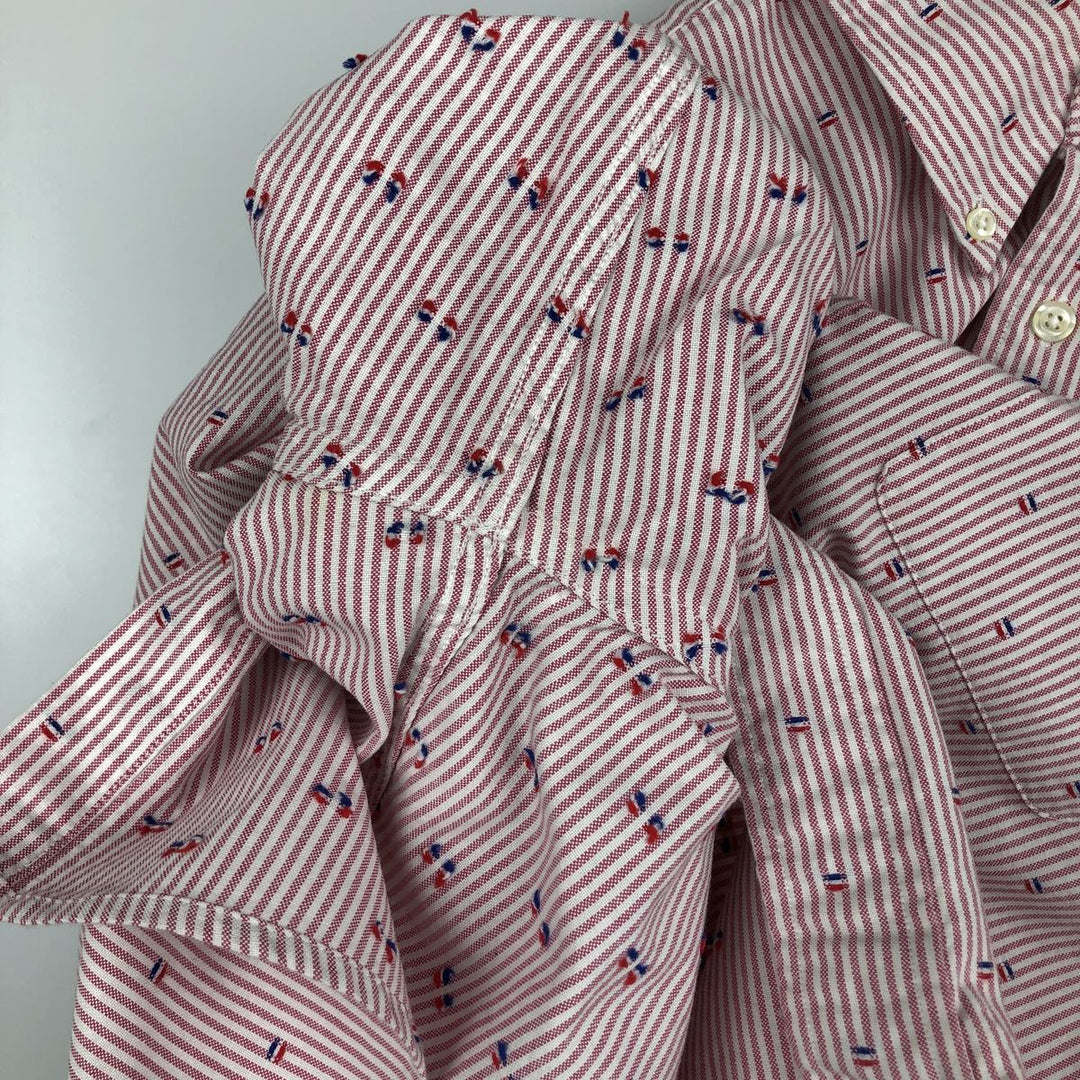 Brooks Brothers 1818 REGENT All-Over Print Long Sleeve Button-Down Striped Shirt, Men's Size L cotton pink type Vintage Second Hand