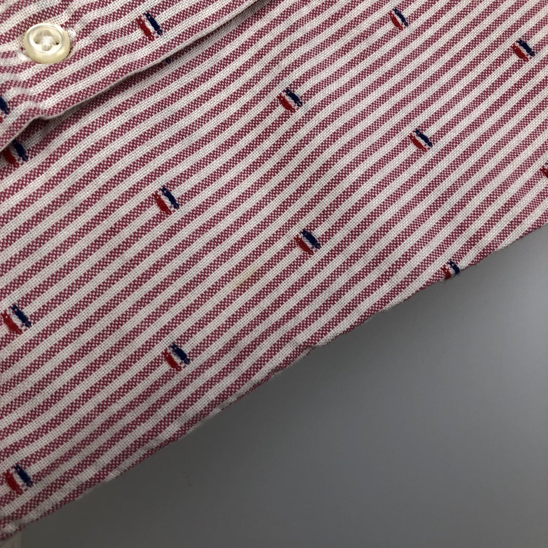 Brooks Brothers 1818 REGENT All-Over Print Long Sleeve Button-Down Striped Shirt, Men's Size L cotton pink type Vintage Second Hand