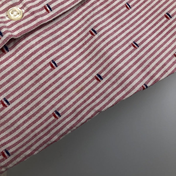 Brooks Brothers 1818 REGENT All-Over Print Long Sleeve Button-Down Striped Shirt, Men's Size L cotton pink type Vintage Second Hand