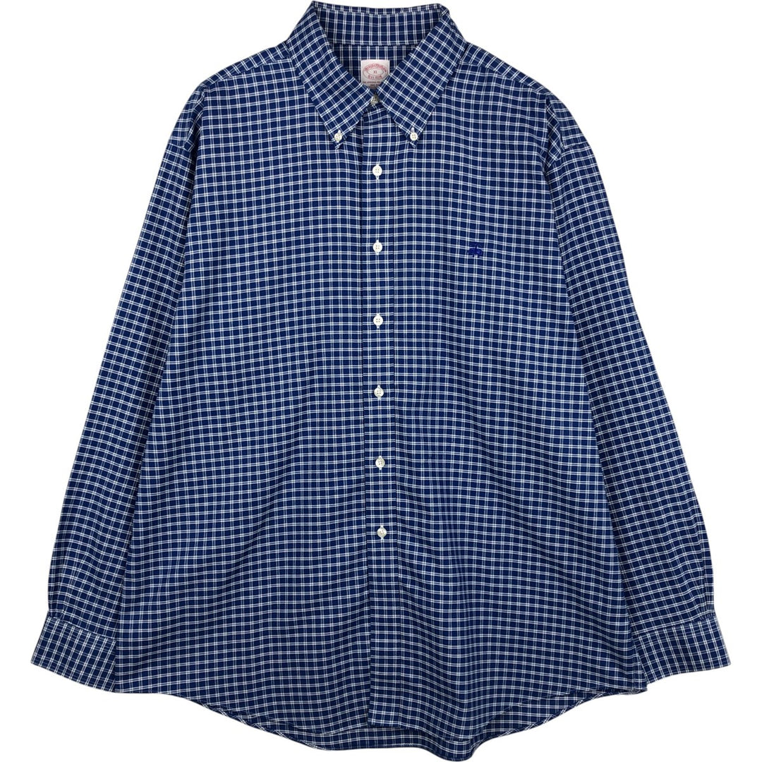 Brooks Brothers Est.1818 Long Sleeve Button-Down Check Shirt, Men's XL Supima Cotton blue type Vintage Second Hand