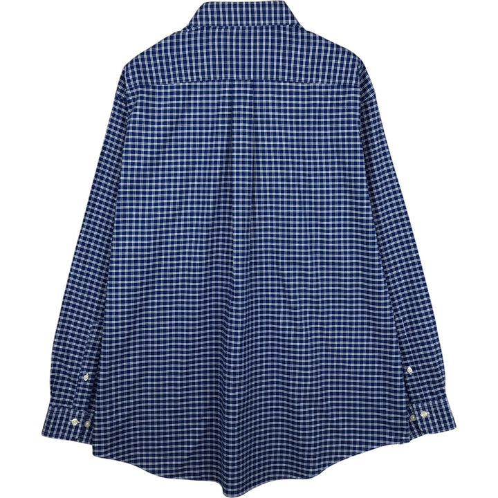 Brooks Brothers Est.1818 Long Sleeve Button-Down Check Shirt, Men's XL Supima Cotton blue type Vintage Second Hand