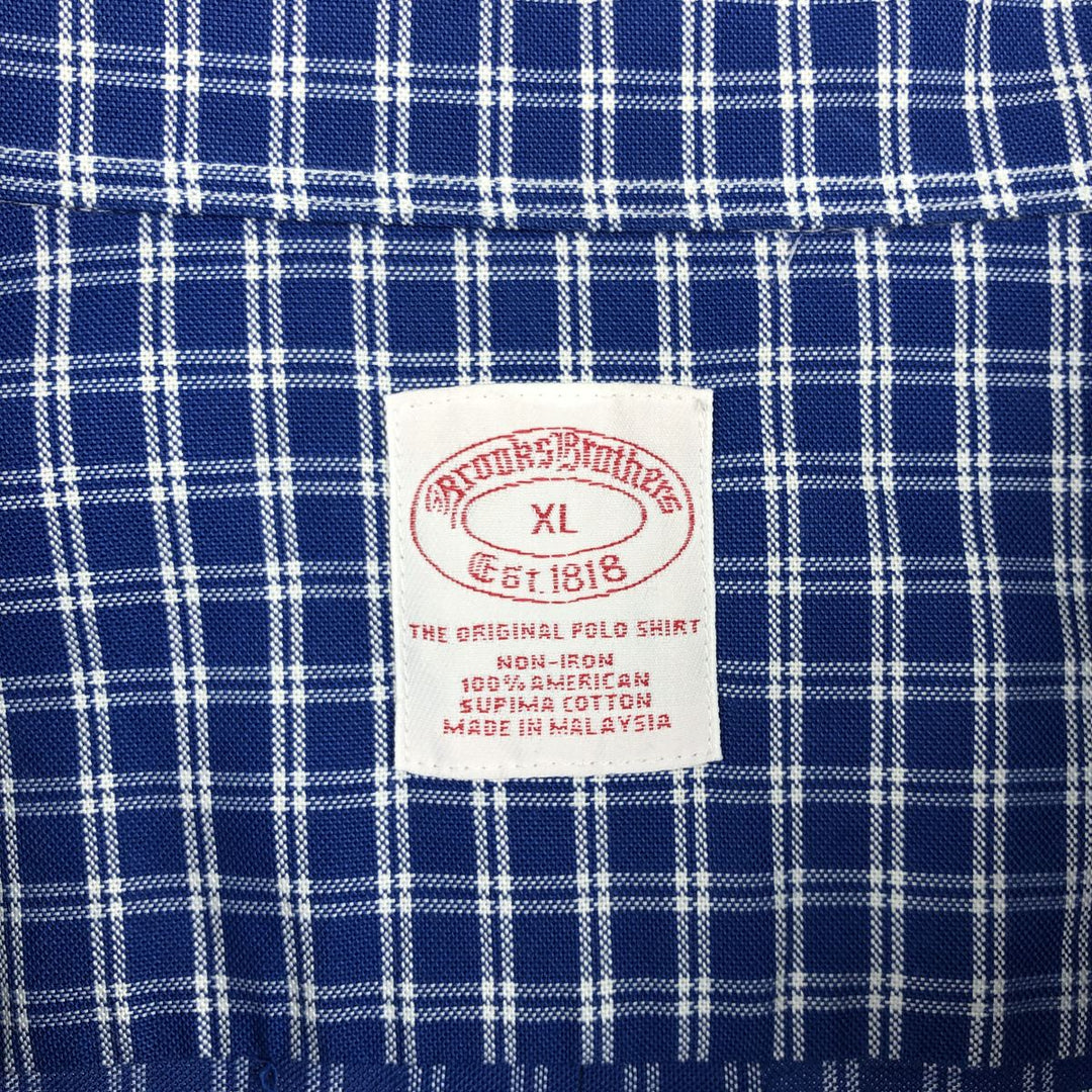 Brooks Brothers Est.1818 Long Sleeve Button-Down Check Shirt, Men's XL Supima Cotton blue type Vintage Second Hand