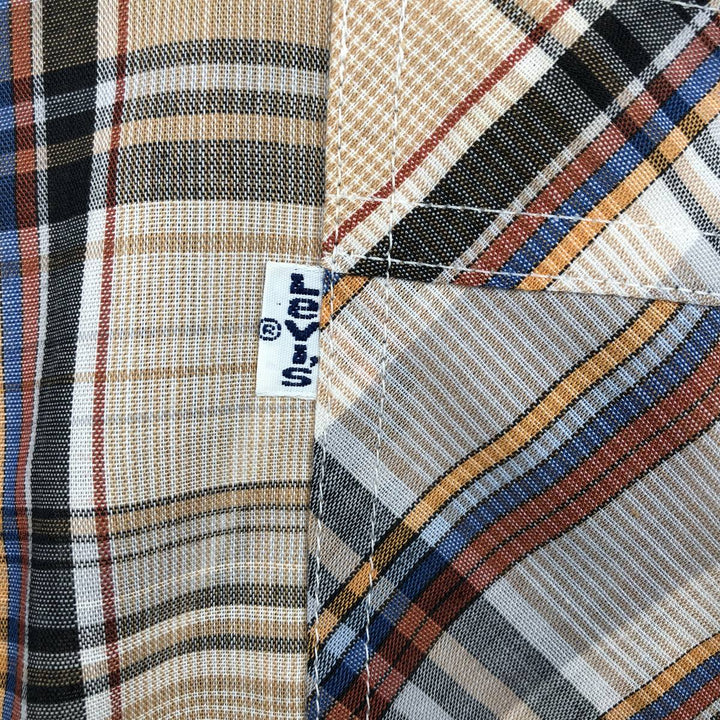 Vintage 1970'S Levi's Movin' On Check Pattern Long Sleeve Shirt, Men's Size XL unclear Beige type Vintage Second Hand