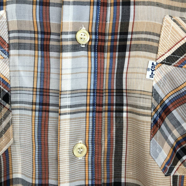 Vintage 1970'S Levi's Movin' On Check Pattern Long Sleeve Shirt, Men's Size XL unclear Beige type Vintage Second Hand