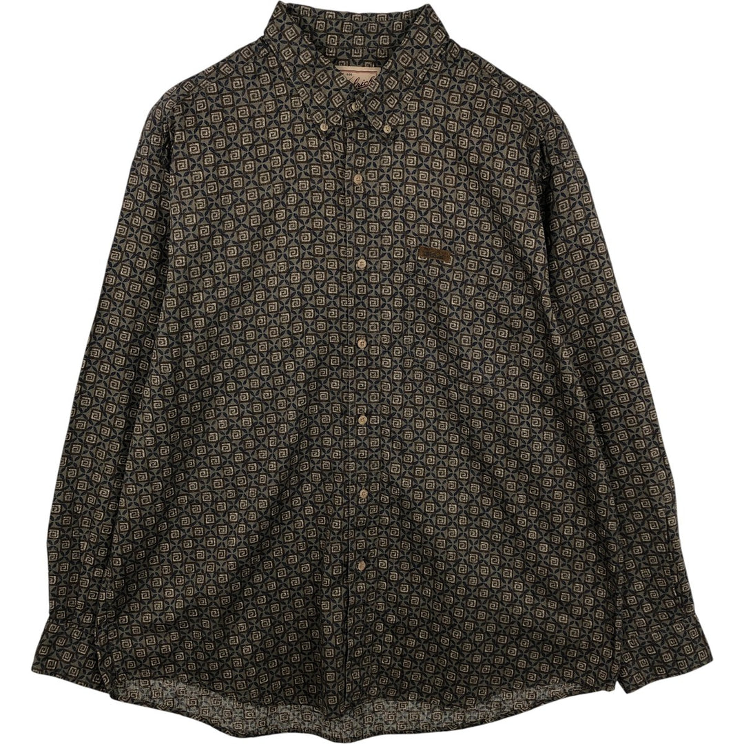 2000'S WOOLRICH all-over print long-sleeved button-down shirt, men's size XL cotton navy blue type Vintage Second Hand