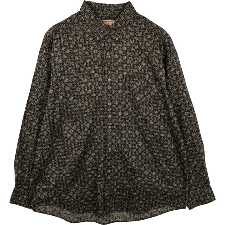 2000'S WOOLRICH all-over print long-sleeved button-down shirt, men's size XL cotton navy blue type Vintage Second Hand