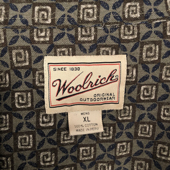 2000'S WOOLRICH all-over print long-sleeved button-down shirt, men's size XL cotton navy blue type Vintage Second Hand