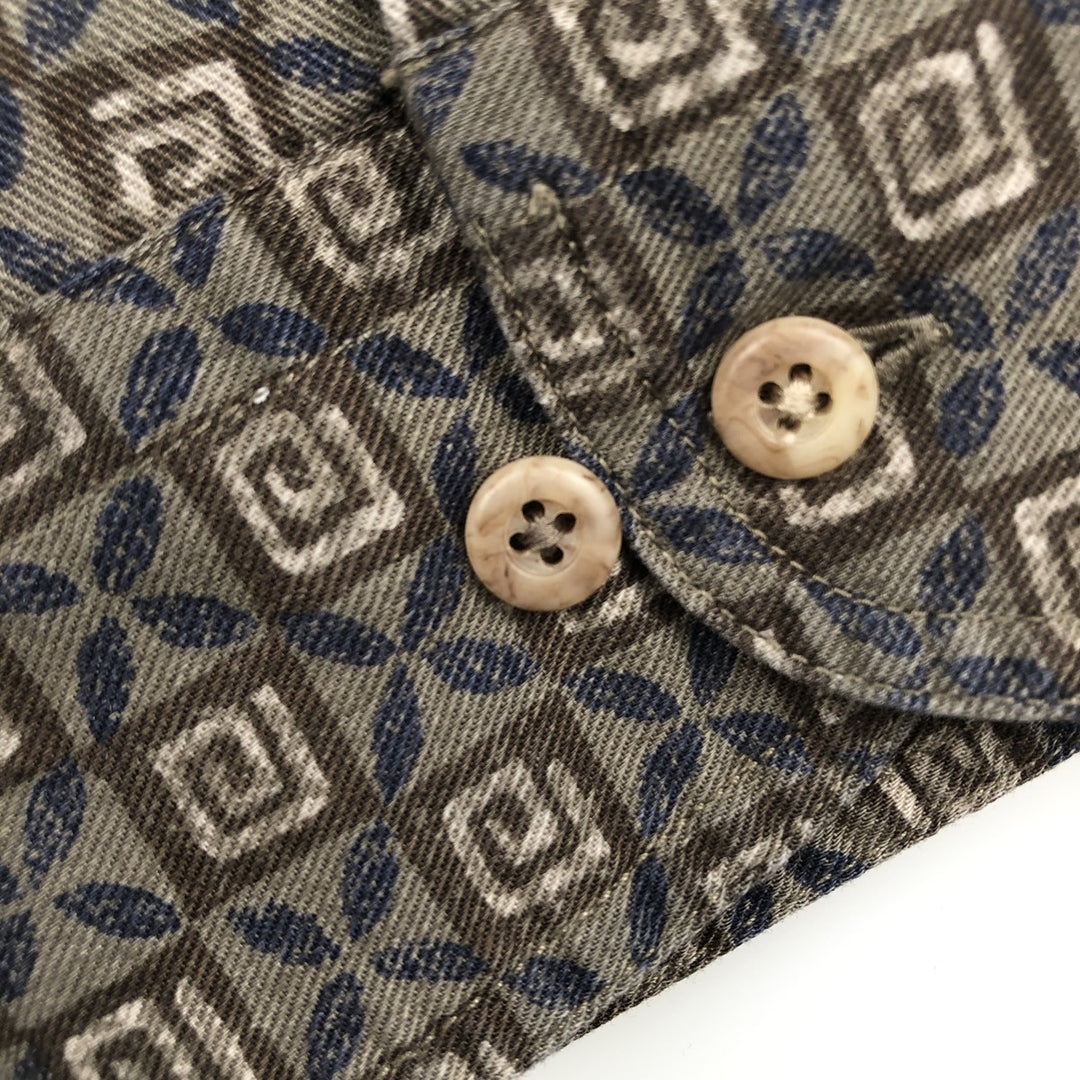 2000'S WOOLRICH all-over print long-sleeved button-down shirt, men's size XL cotton navy blue type Vintage Second Hand