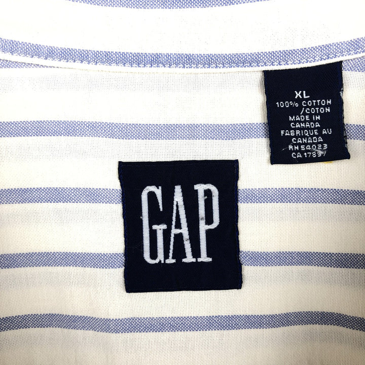 90'S Vintage GAP Long Sleeve Button-Down Striped Shirt, Made in Canada, Men's Size XL cotton white type Vintage Second Hand