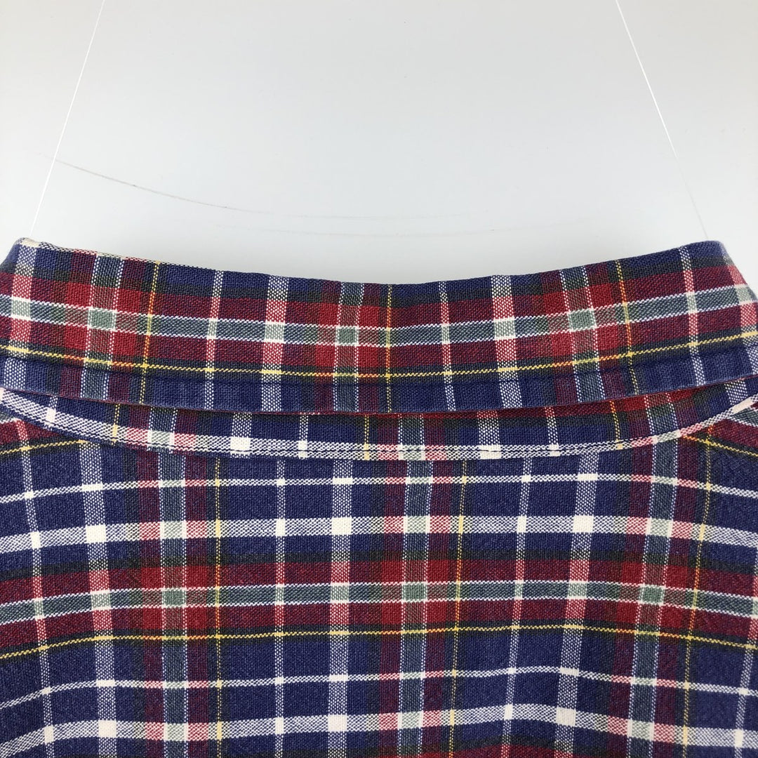 90'S - Vintage Eddie Bauer long-sleeved button-down check shirt, men's size XL cotton navy blue type Vintage Second Hand