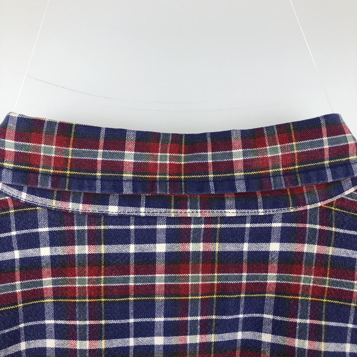 90'S - Vintage Eddie Bauer long-sleeved button-down check shirt, men's size XL cotton navy blue type Vintage Second Hand