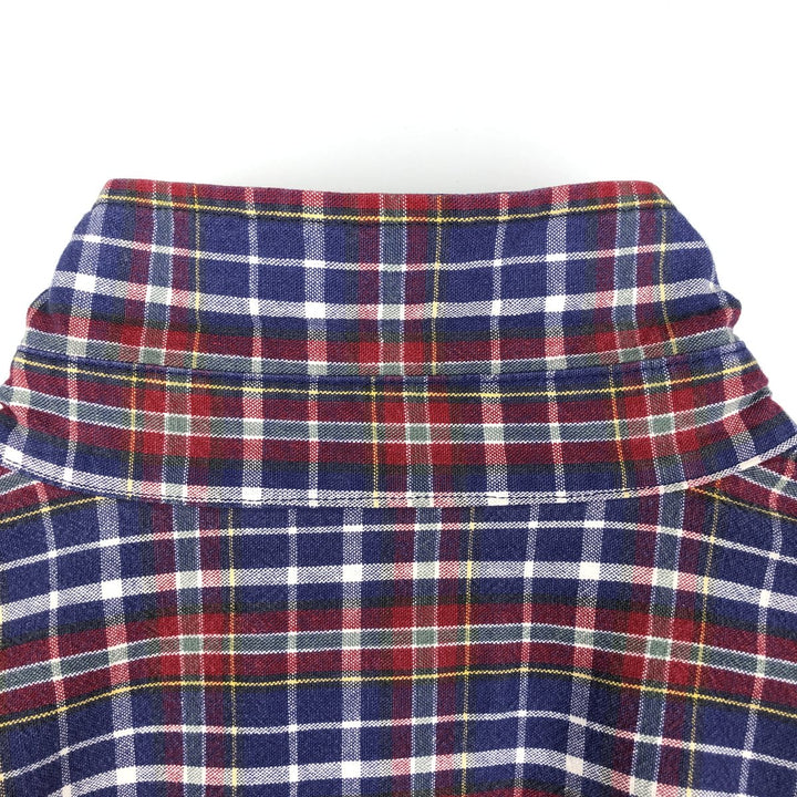 90'S - Vintage Eddie Bauer long-sleeved button-down check shirt, men's size XL cotton navy blue type Vintage Second Hand