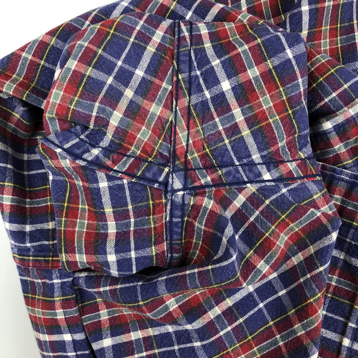 90'S - Vintage Eddie Bauer long-sleeved button-down check shirt, men's size XL cotton navy blue type Vintage Second Hand