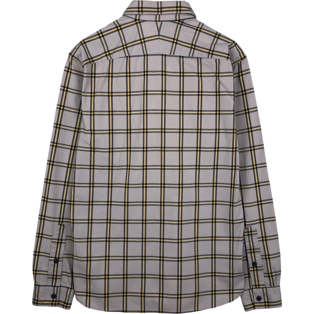 Lacoste Slim Fit Long Sleeve Button-Down Check Shirt, Men's Size Medium cotton gray type Vintage Second Hand