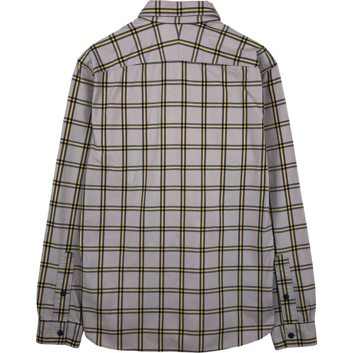 Lacoste Slim Fit Long Sleeve Button-Down Check Shirt, Men's Size Medium cotton gray type Vintage Second Hand
