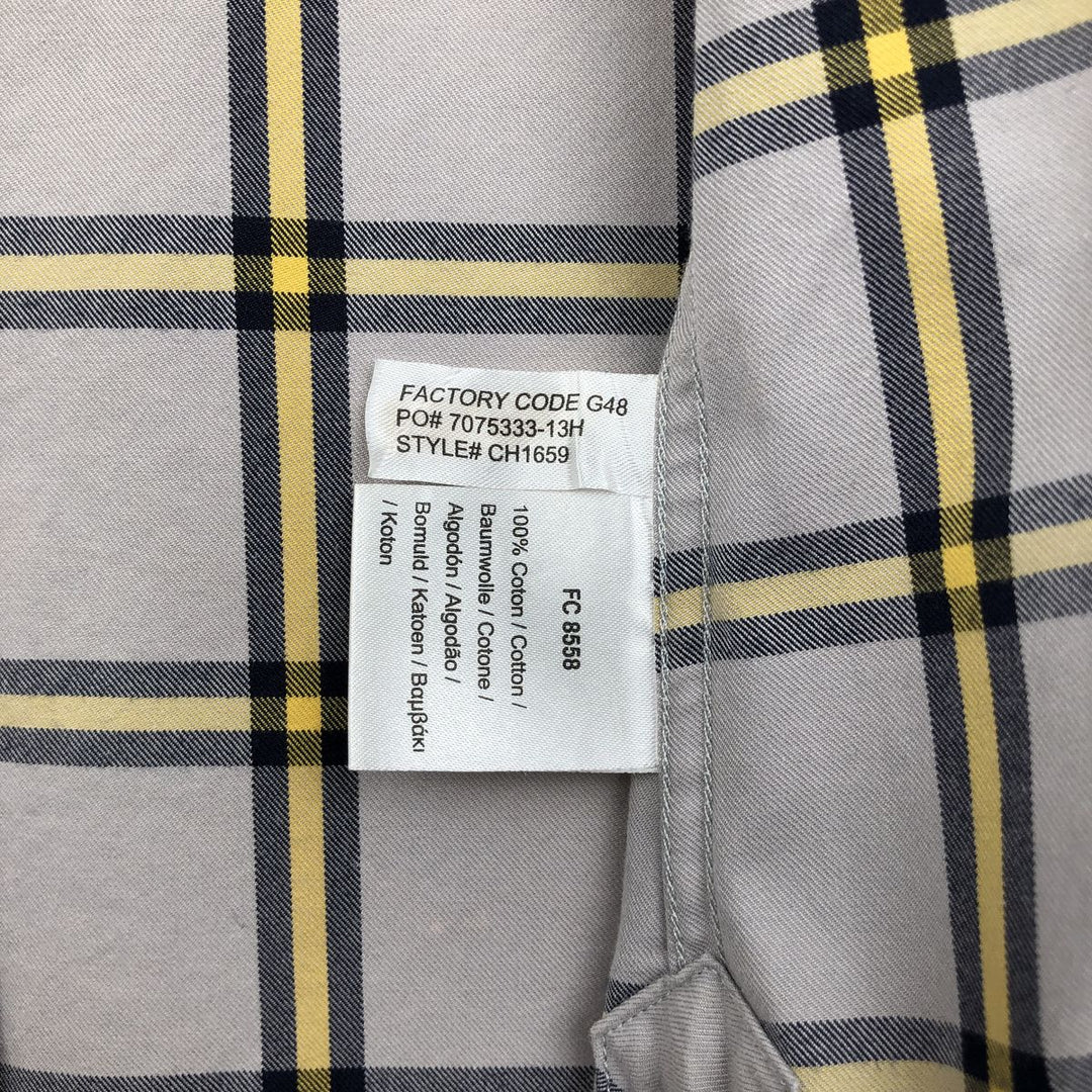 Lacoste Slim Fit Long Sleeve Button-Down Check Shirt, Men's Size Medium cotton gray type Vintage Second Hand