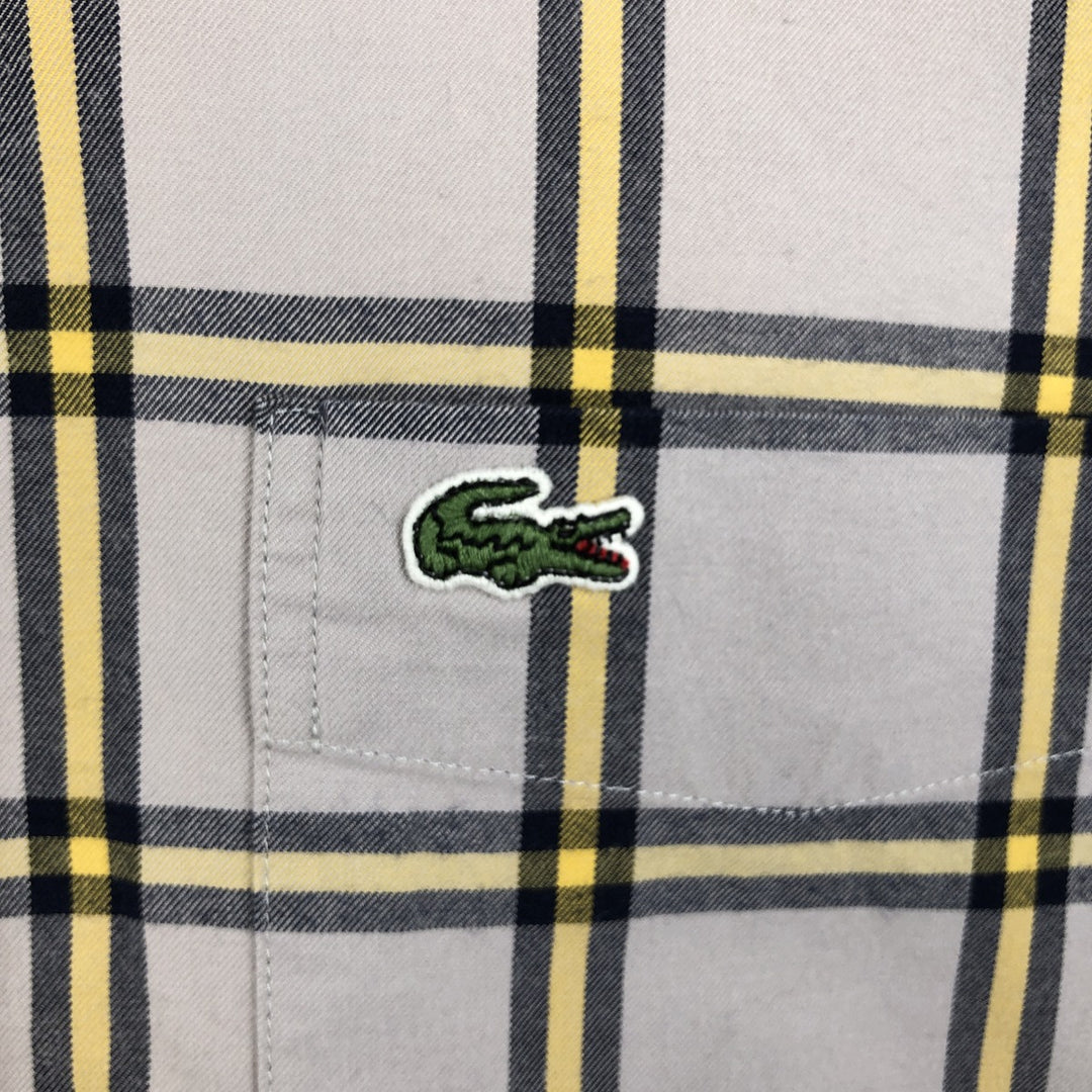 Lacoste Slim Fit Long Sleeve Button-Down Check Shirt, Men's Size Medium cotton gray type Vintage Second Hand
