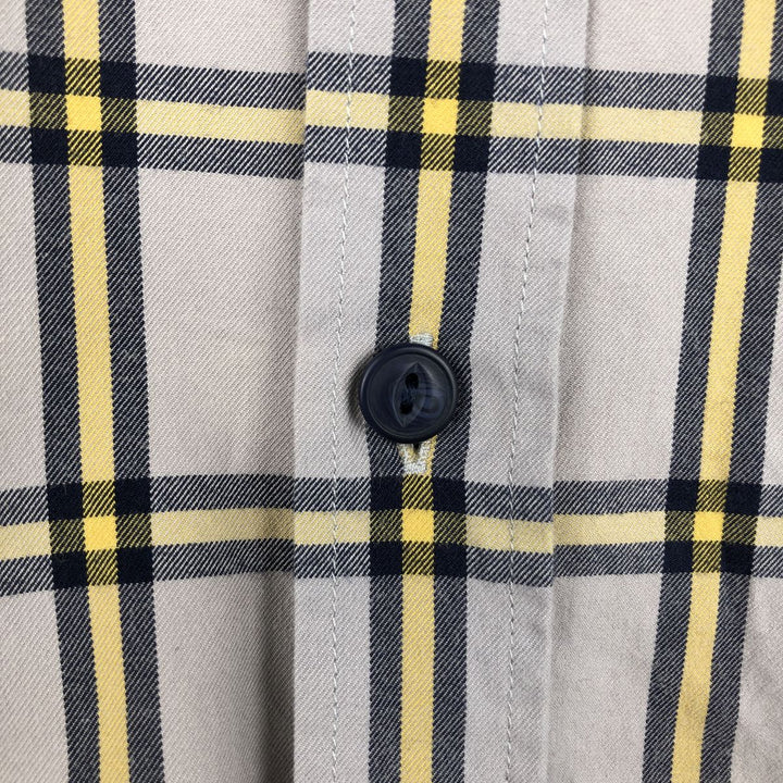 Lacoste Slim Fit Long Sleeve Button-Down Check Shirt, Men's Size Medium cotton gray type Vintage Second Hand