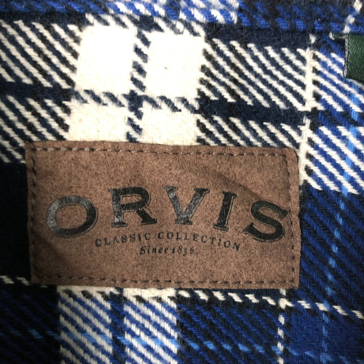 ORVIS Long Sleeve Flannel Check Shirt, Men's Size L cotton blue type Vintage Second Hand