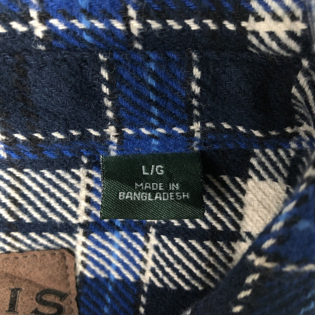ORVIS Long Sleeve Flannel Check Shirt, Men's Size L cotton blue type Vintage Second Hand