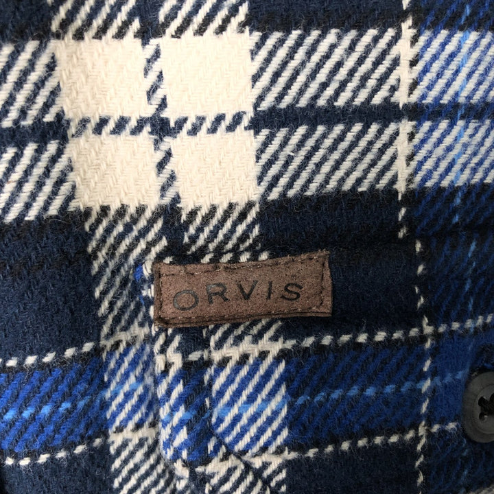 ORVIS Long Sleeve Flannel Check Shirt, Men's Size L cotton blue type Vintage Second Hand