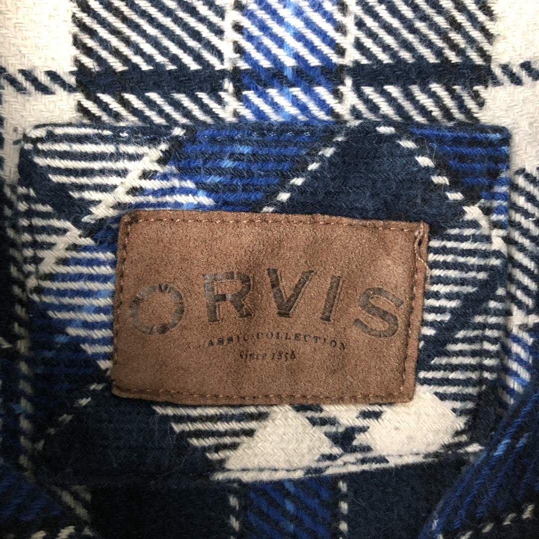 Orvis long-sleeved flannel check shirt, men's size S cotton blue type Vintage Second Hand