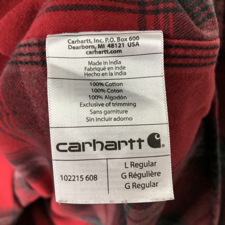 Carhartt ORIGINAL FIT long sleeve flannel check shirt, men's size L cotton red type Vintage Second Hand