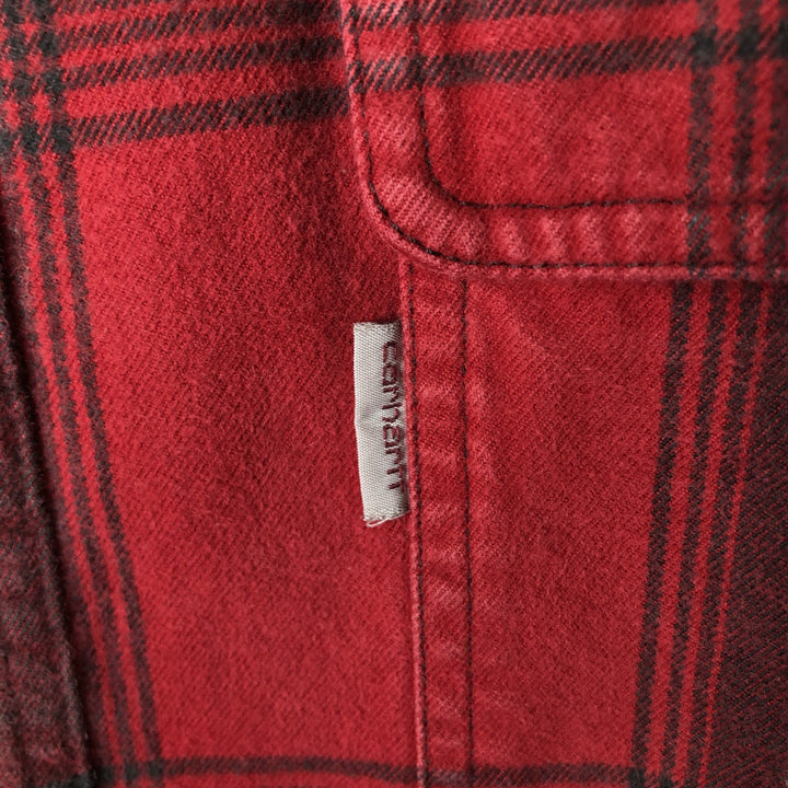 Carhartt ORIGINAL FIT long sleeve flannel check shirt, men's size L cotton red type Vintage Second Hand