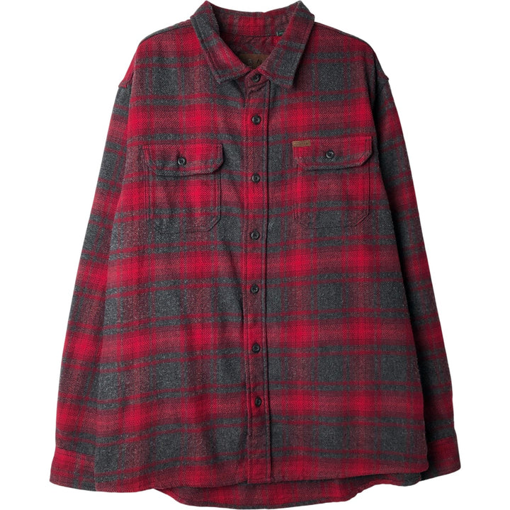 ORVIS Long Sleeve Flannel Check Shirt, Men's XL Size cotton red type Vintage Second Hand