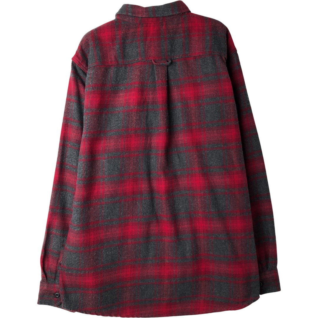 ORVIS Long Sleeve Flannel Check Shirt, Men's XL Size cotton red type Vintage Second Hand