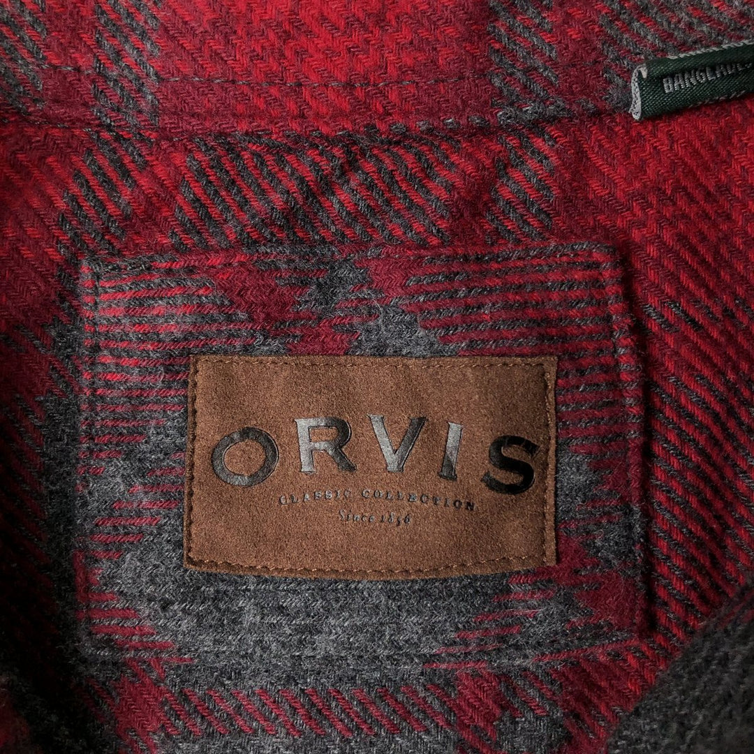 ORVIS Long Sleeve Flannel Check Shirt, Men's XL Size cotton red type Vintage Second Hand