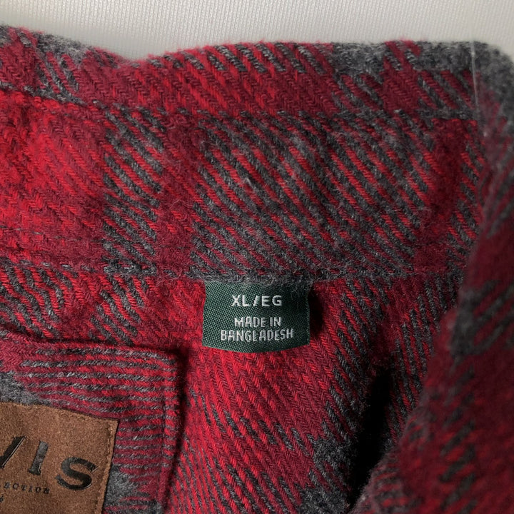ORVIS Long Sleeve Flannel Check Shirt, Men's XL Size cotton red type Vintage Second Hand