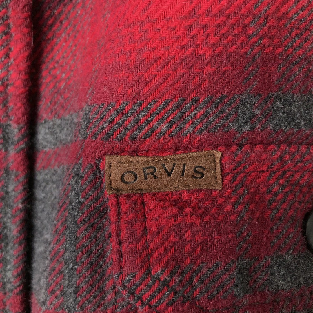 ORVIS Long Sleeve Flannel Check Shirt, Men's XL Size cotton red type Vintage Second Hand