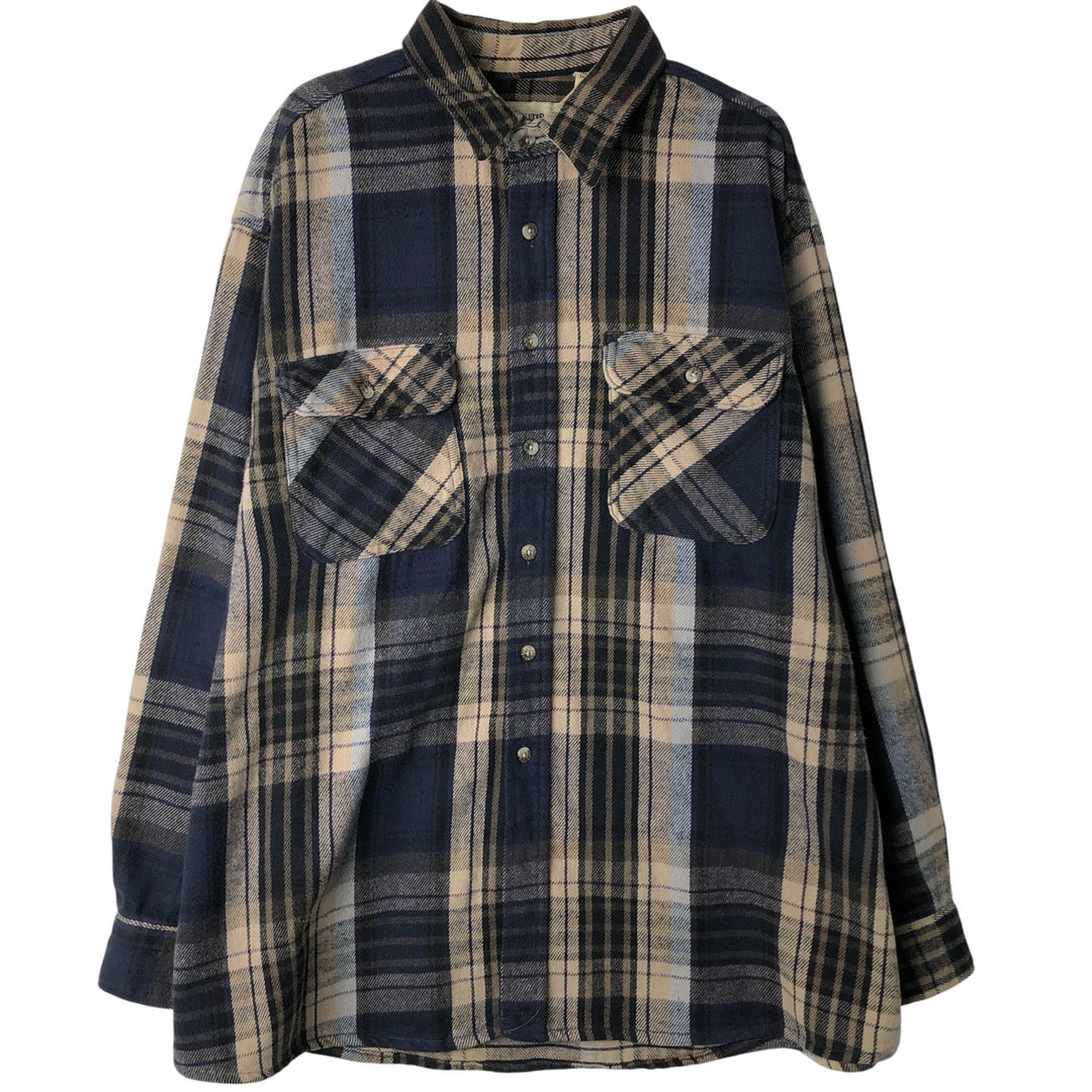 Fieldmaster FIELDMASTER Long Sleeve Flannel Check Shirt, Men's XL cotton navy blue type Vintage Second Hand