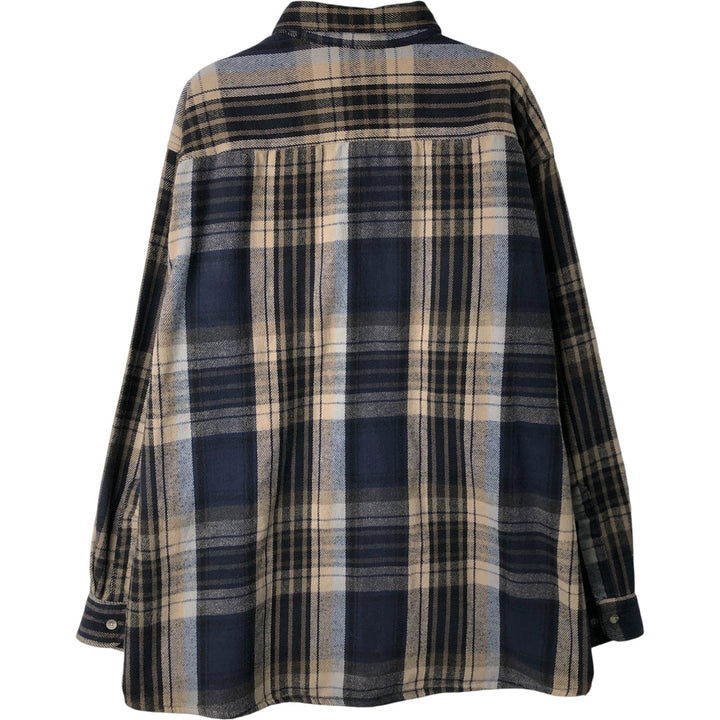 Fieldmaster FIELDMASTER Long Sleeve Flannel Check Shirt, Men's XL cotton navy blue type Vintage Second Hand