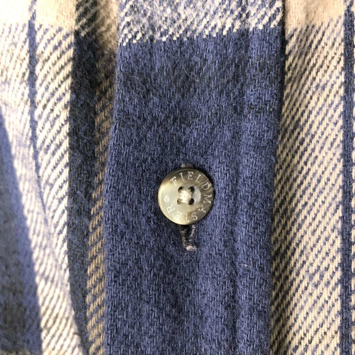Fieldmaster FIELDMASTER Long Sleeve Flannel Check Shirt, Men's XL cotton navy blue type Vintage Second Hand