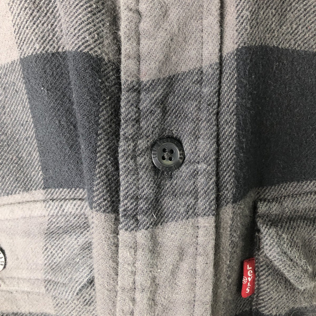 Levi's Buffalo Check Long Sleeve Light Flannel Check Shirt, Men's Size Medium unclear gray type Vintage Second Hand