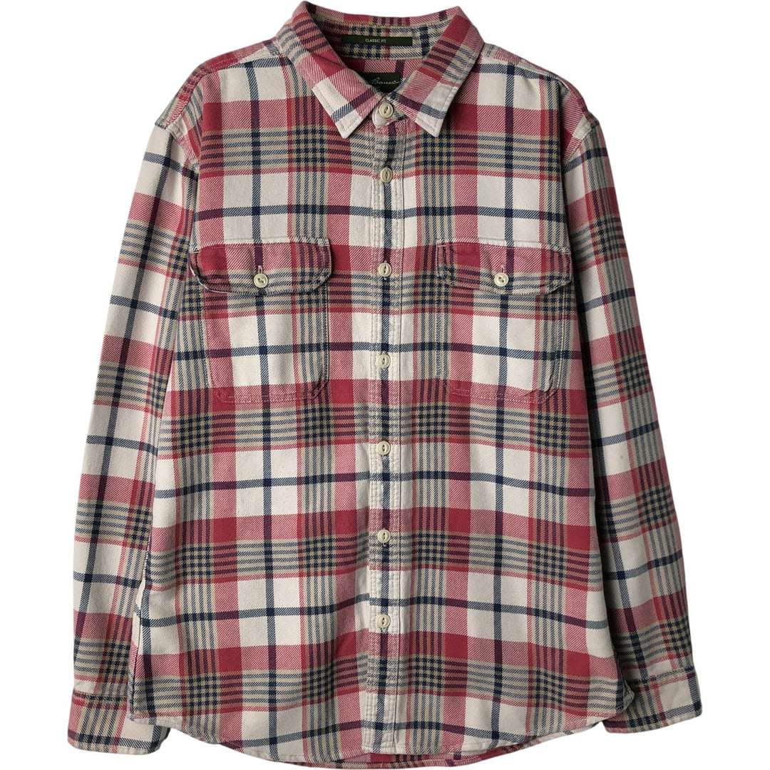 Eddie Bauer Classic Fit Long Sleeve Light Flannel Check Shirt, Men's Size Medium cotton white type Vintage Second Hand