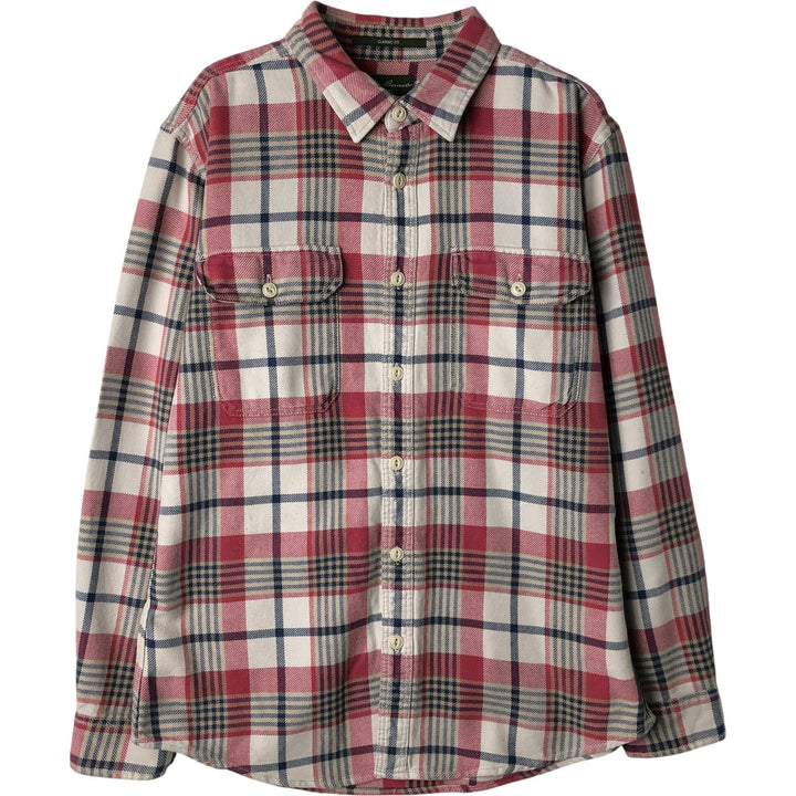 Eddie Bauer Classic Fit Long Sleeve Light Flannel Check Shirt, Men's Size Medium cotton white type Vintage Second Hand