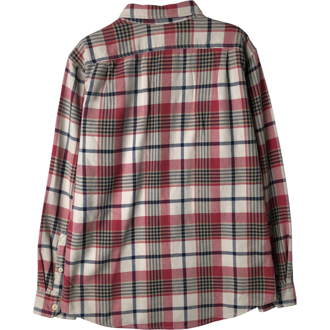 Eddie Bauer Classic Fit Long Sleeve Light Flannel Check Shirt, Men's Size Medium cotton white type Vintage Second Hand