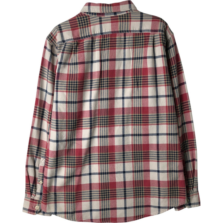 Eddie Bauer Classic Fit Long Sleeve Light Flannel Check Shirt, Men's Size Medium cotton white type Vintage Second Hand