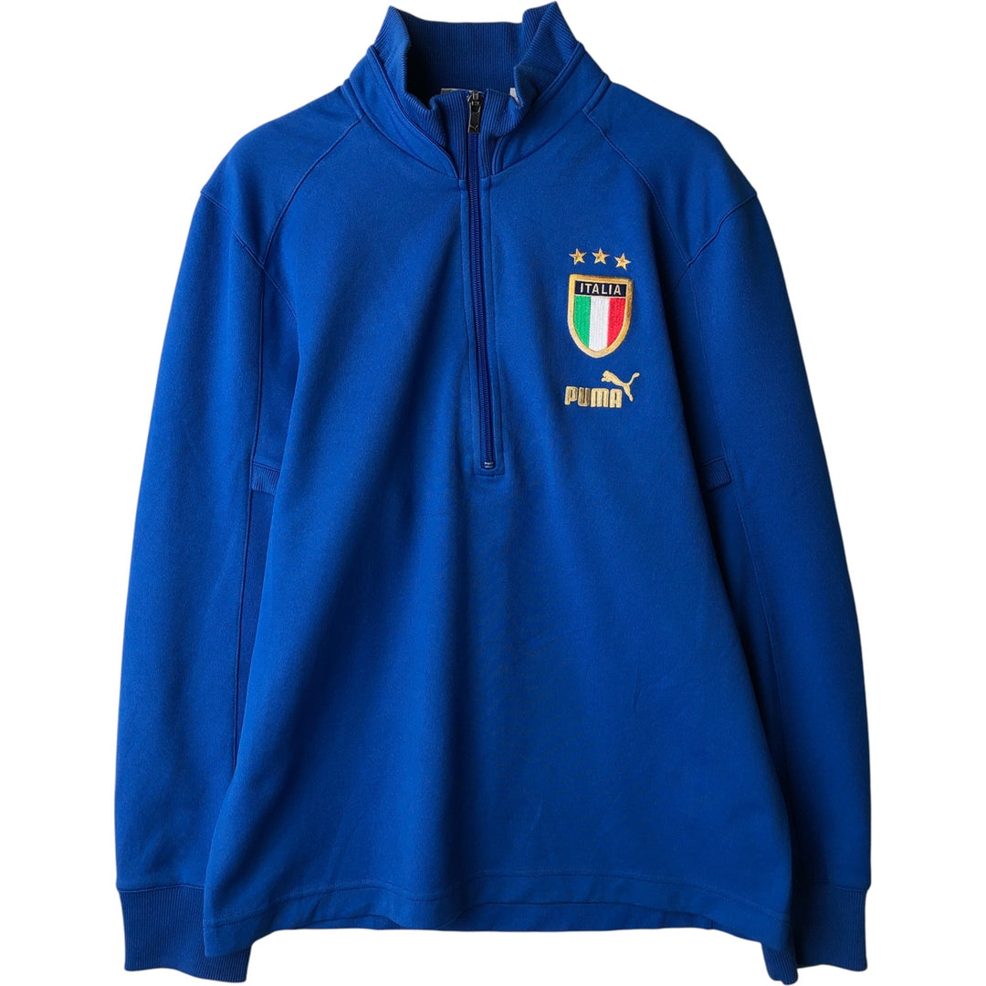 90s-00'S Vintage Puma Italy National Team Half-Zip Jersey Pullover, Men's Size Medium polyester blue type Vintage Second Hand