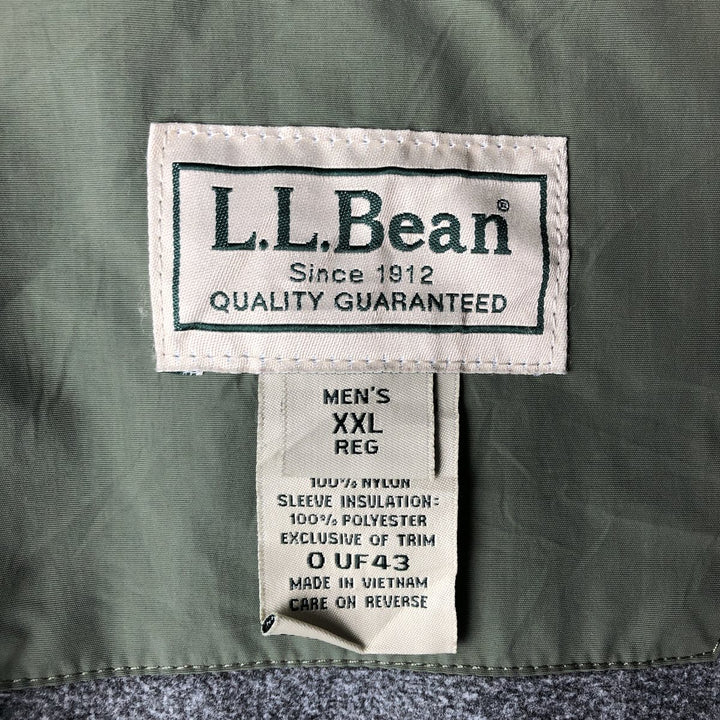 90s-00'S LLBean Men's XXL Vintage Padded Puffer Jacket Nylon Khaki type Vintage Second Hand