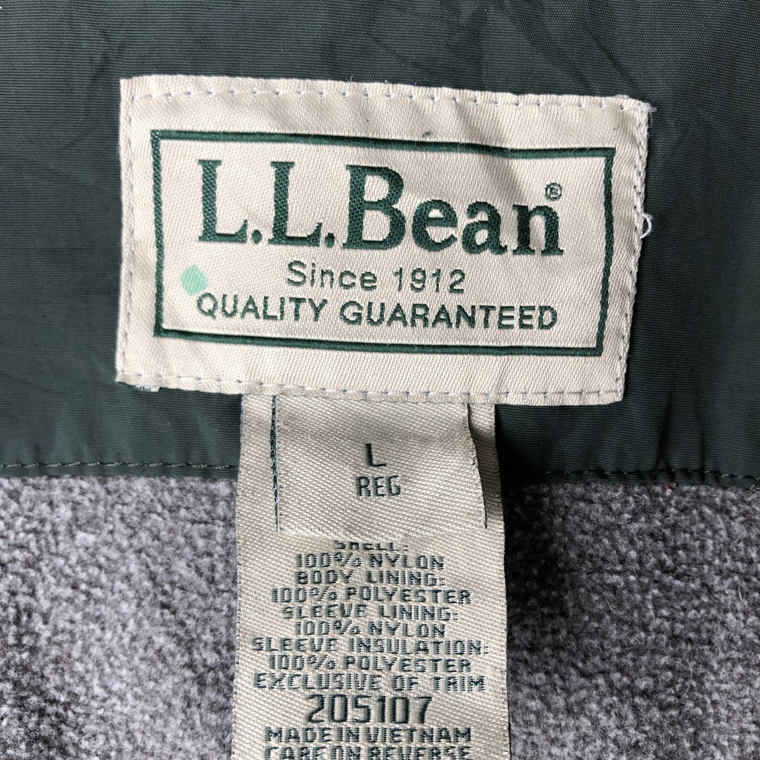 90s-00'S LLBean Men's Padded Puffer Jacket, Size L, Vintage Nylon green type Vintage Second Hand