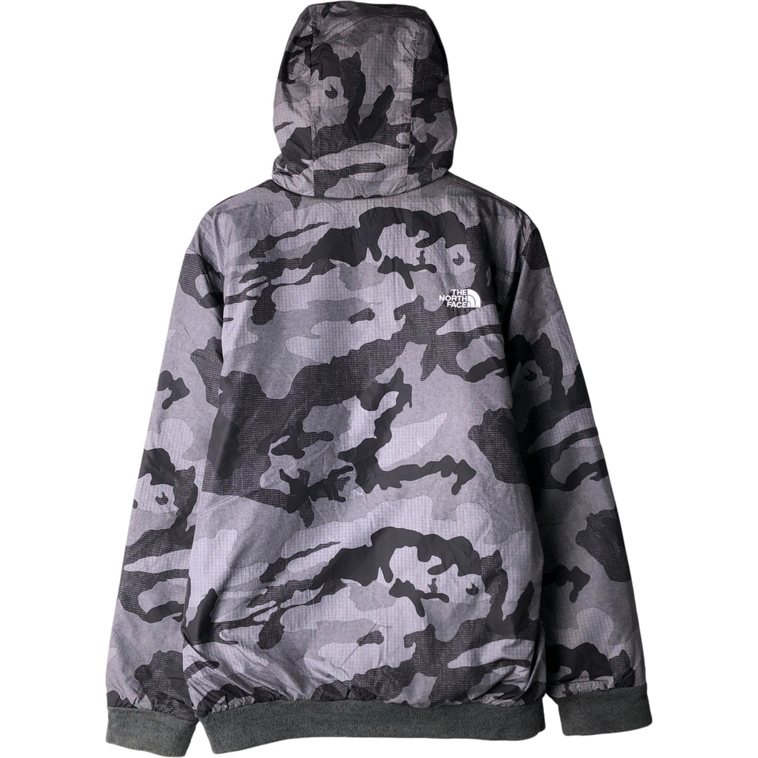 The North Face Camouflage Pattern Fleece Reversible Puffer Jacket (Men's Size L) polyester gray type Vintage Second Hand