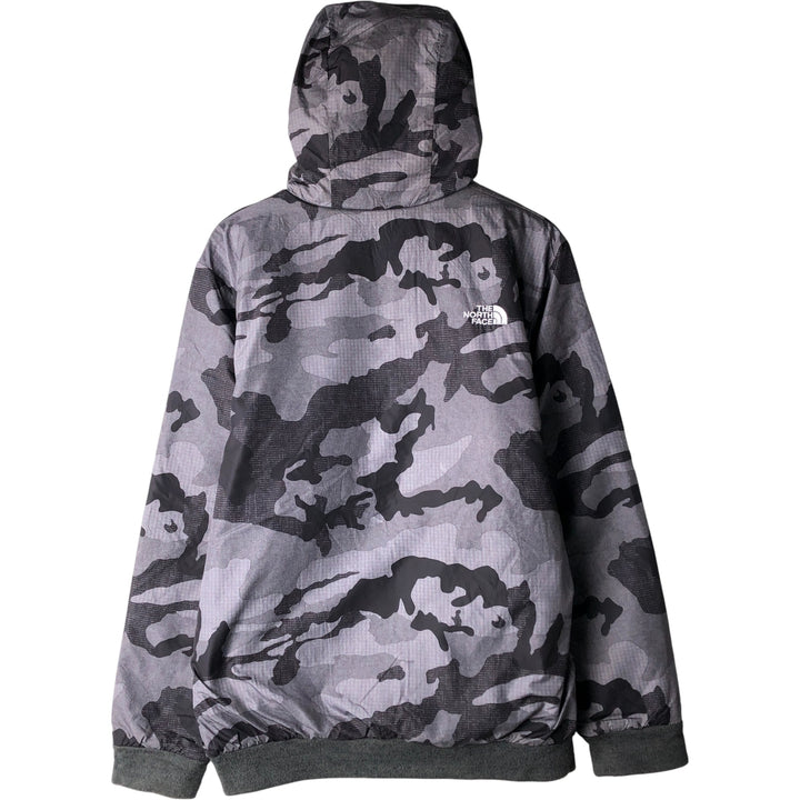 The North Face Camouflage Pattern Fleece Reversible Puffer Jacket (Men's Size L) polyester gray type Vintage Second Hand