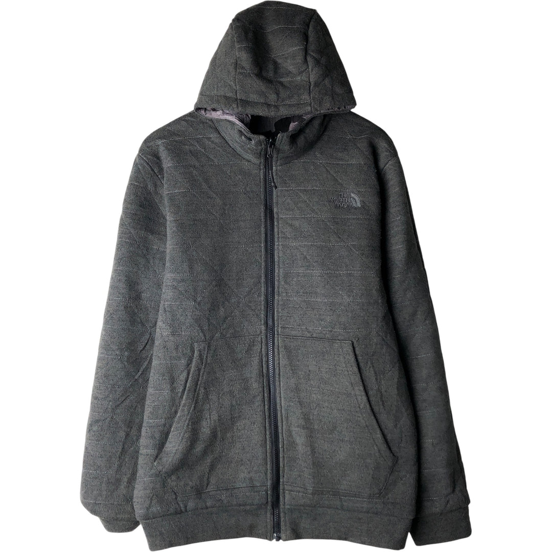 The North Face Camouflage Pattern Fleece Reversible Puffer Jacket (Men's Size L) polyester gray type Vintage Second Hand