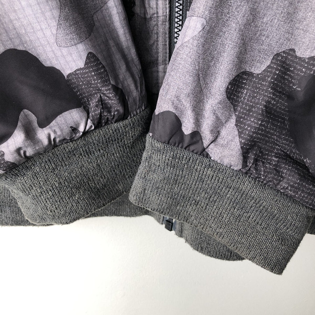 The North Face Camouflage Pattern Fleece Reversible Puffer Jacket (Men's Size L) polyester gray type Vintage Second Hand